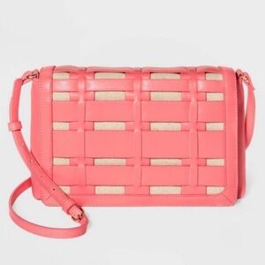 A New Day - Basket Weave Woven Crossbody Women's Bag in Pastel Pink